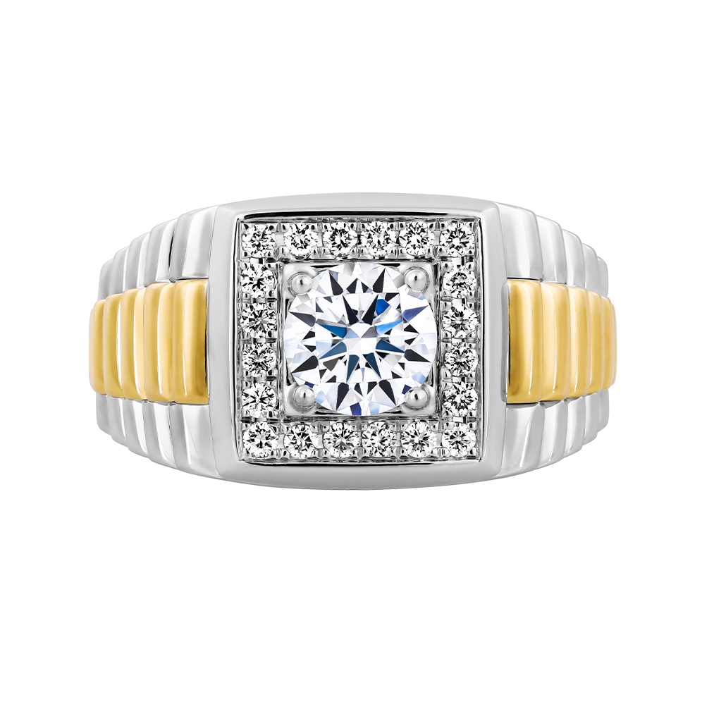 Nhẫn nam kim cương tấm platinum 950 Authentic 5C WY