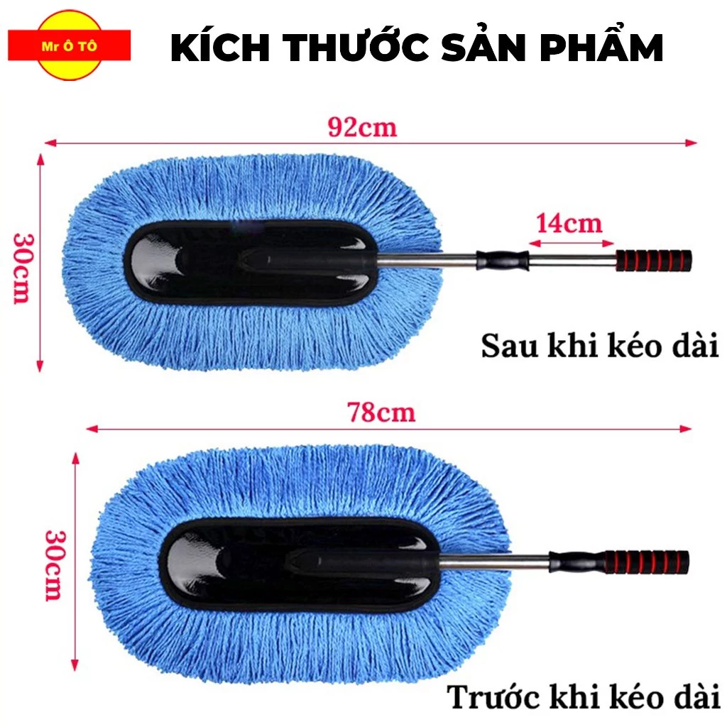 Chổi Rửa Xe Ô Tô Sợi Mềm Có Thể Điều Chỉnh Độ Dài Ngắn Tiện Lợi Phủi Bụi Nóc Xe Hơi Chuyên Dụng MR.ÔTÔ CDT001