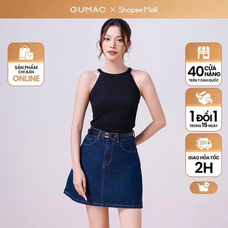 Chân váy Jeans trơn thời trang GUMAC VJE08010