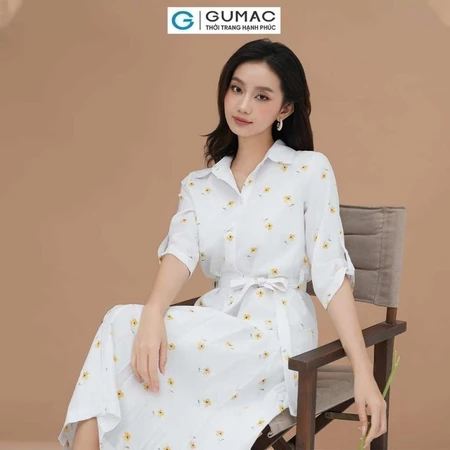 Đầm sơ mi dập ly thời trang GUMAC DE05042