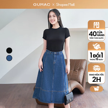 Chân váy Jeans midi kiểu thời trang GUMAC VJE04013