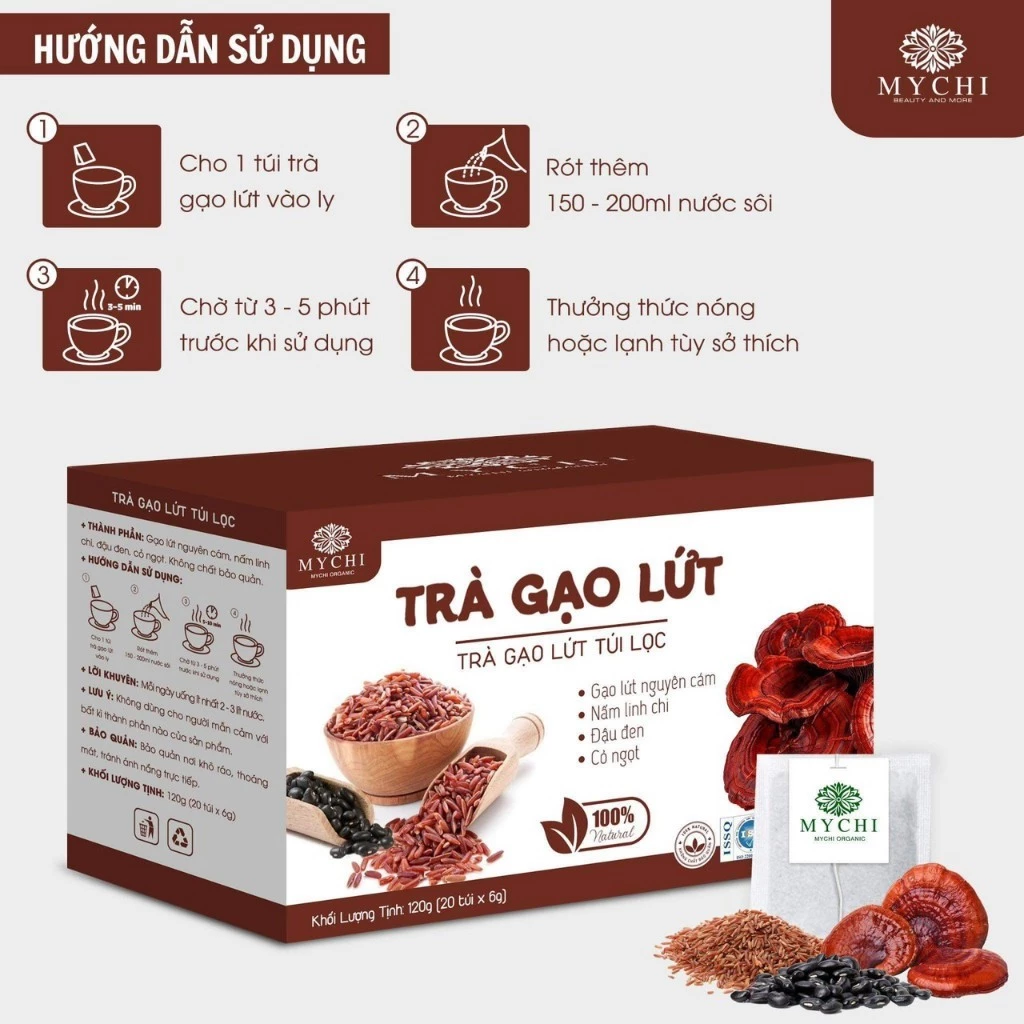 Trà Gạo Lứt Túi Lọc MYCHI Hỗ Trợ Tan Mỡ Giảm Cân, Ngừa Tiểu Đường, Lợi Sữa Sau Sinh