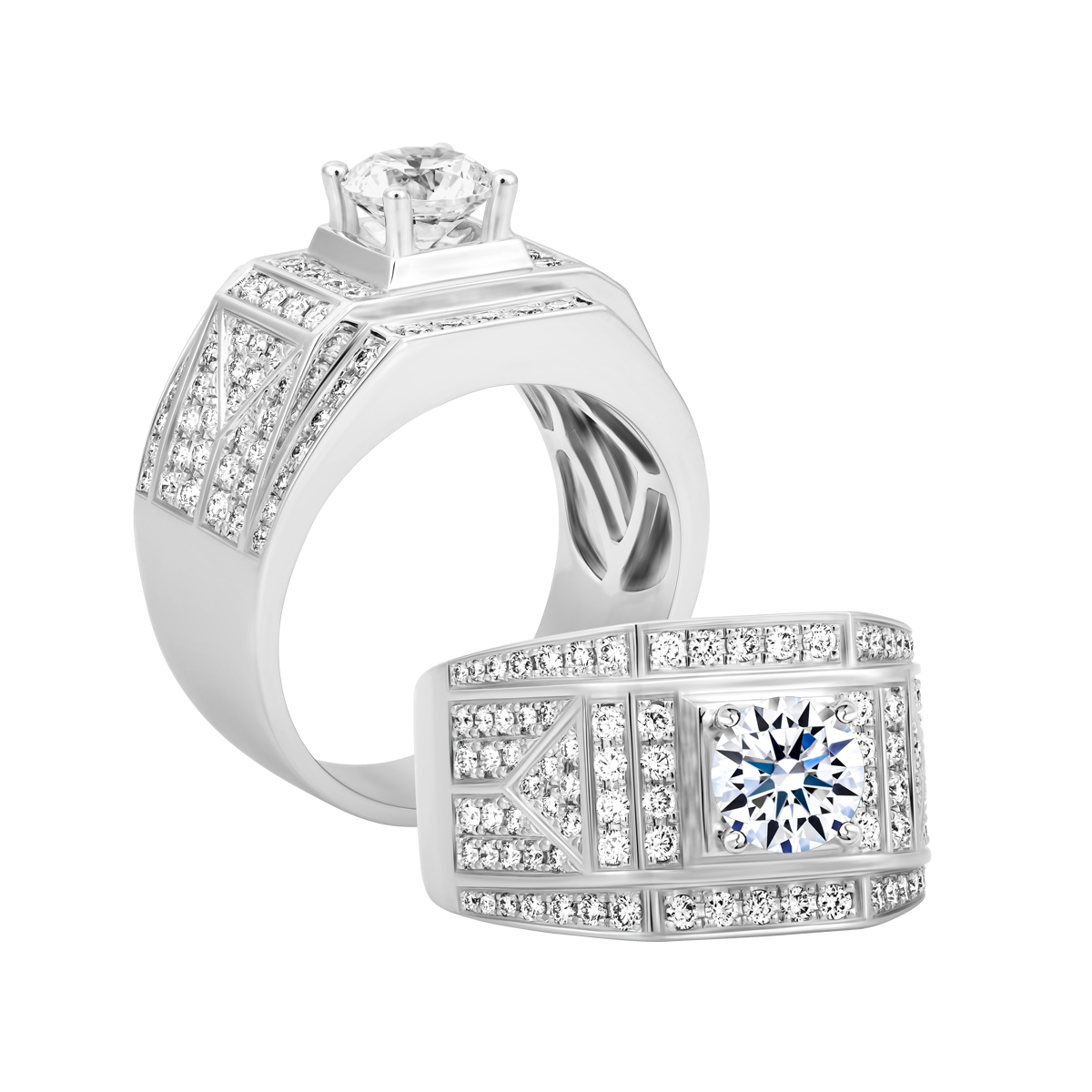 Nhẫn nam kim cương tấm vàng 14K Bravery 5C W