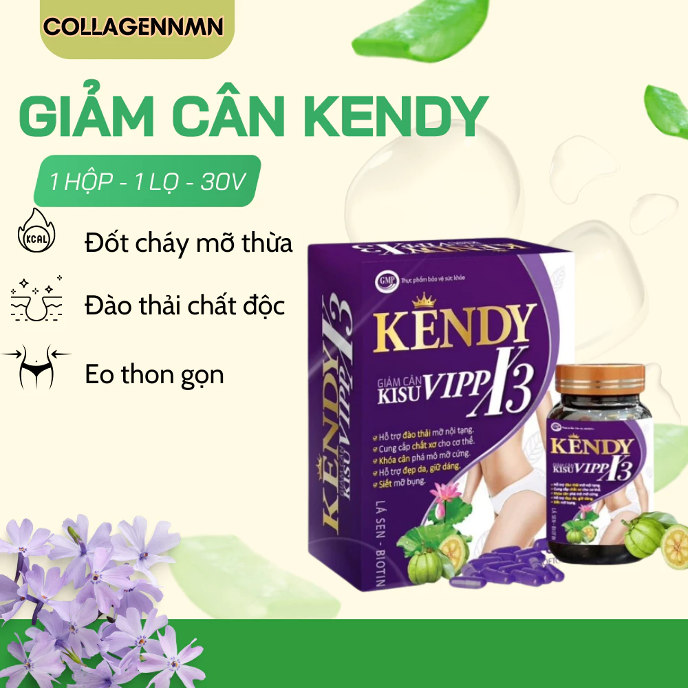 Viên uống Giảm cân KENDY VIPP X3 Hỗ trợ đào thải mỡ, detox body, giảm nhanh an toàn hiệu quả