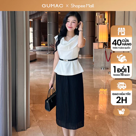 Chân váy dập ly nữ thiết kế sang trọng thanh lịch B7 basic thời trang GUMAC BVE00015