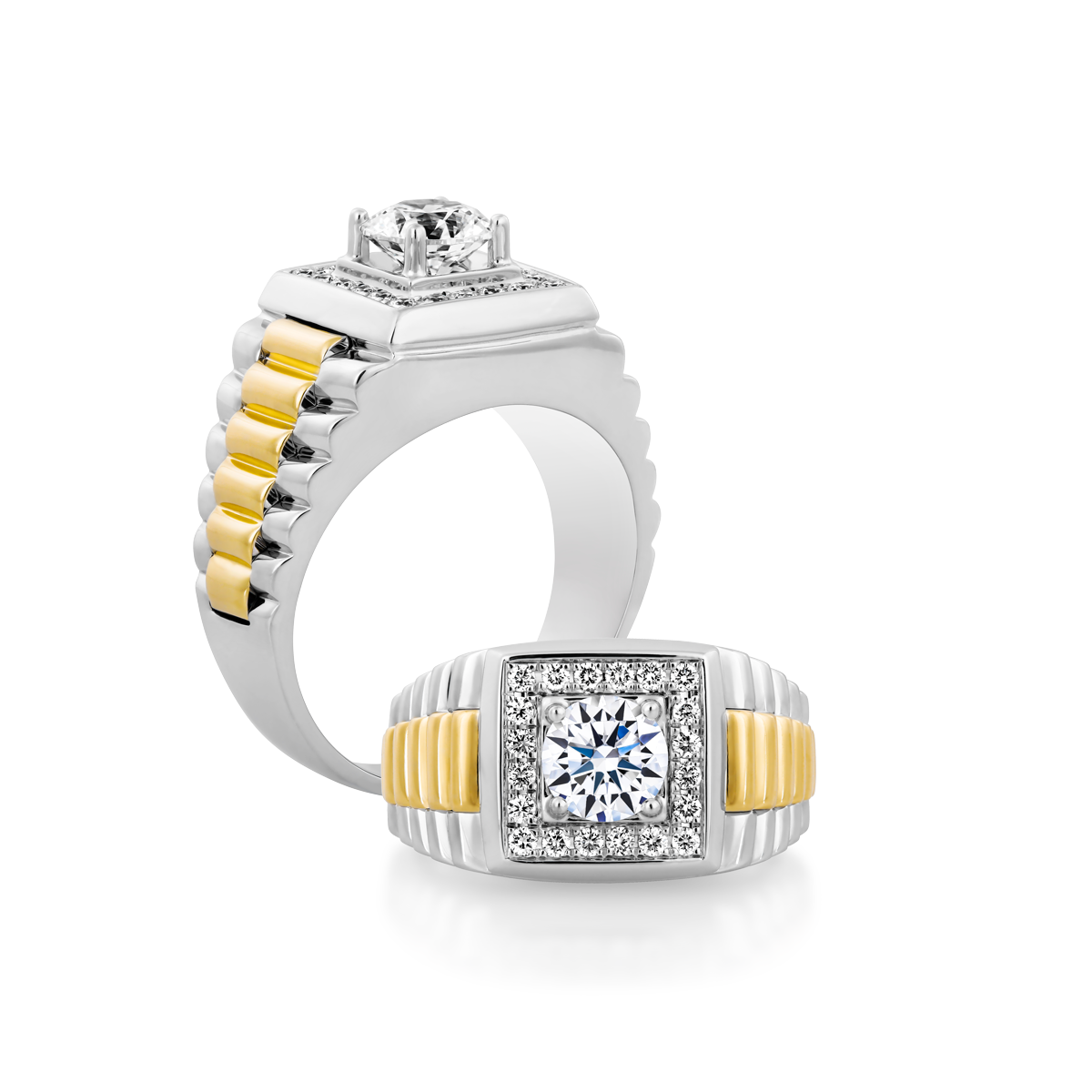 Nhẫn nam kim cương tấm vàng 14K Authentic 5C WY