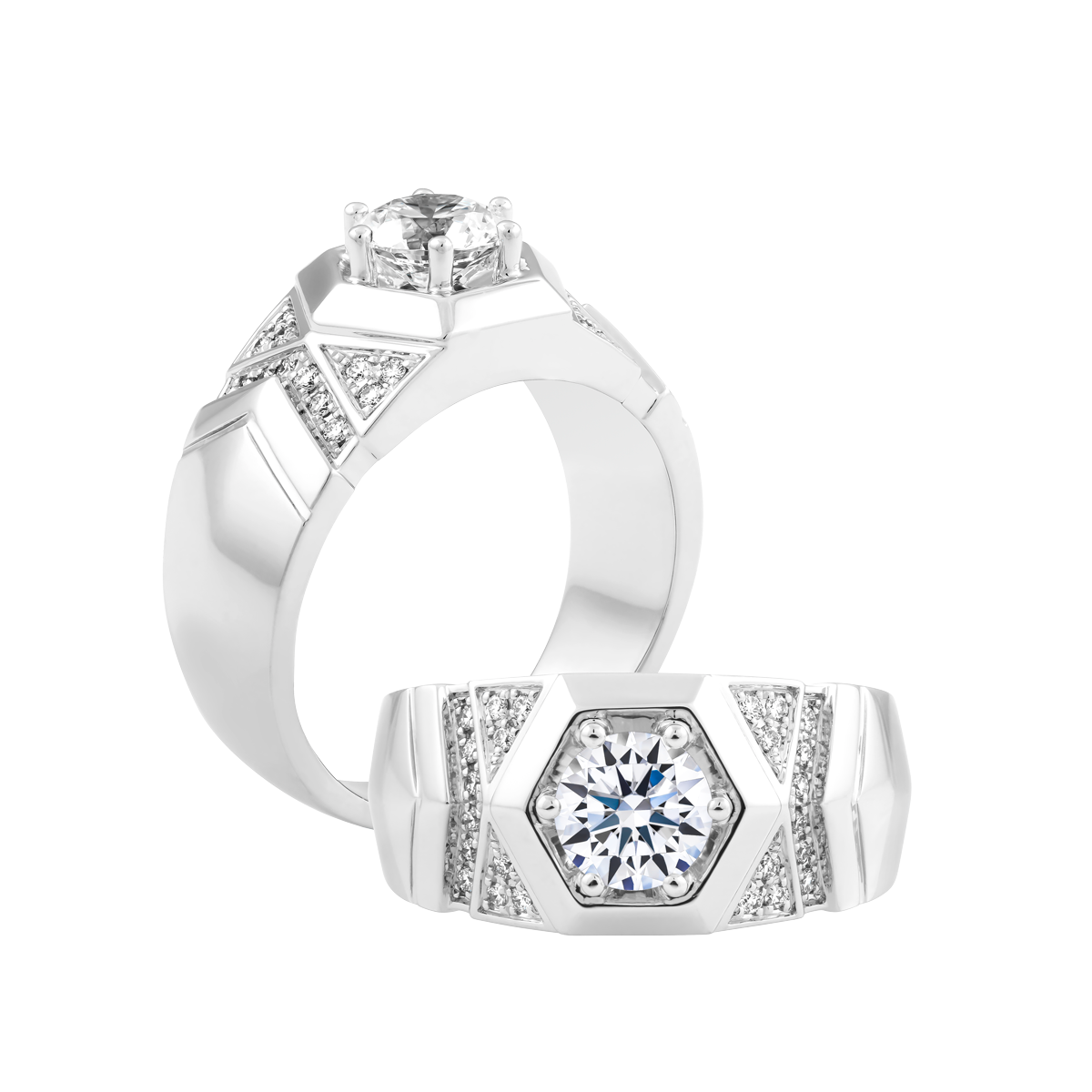 Nhẫn nam kim cương tấm vàng 14K Aventador D 1CT W