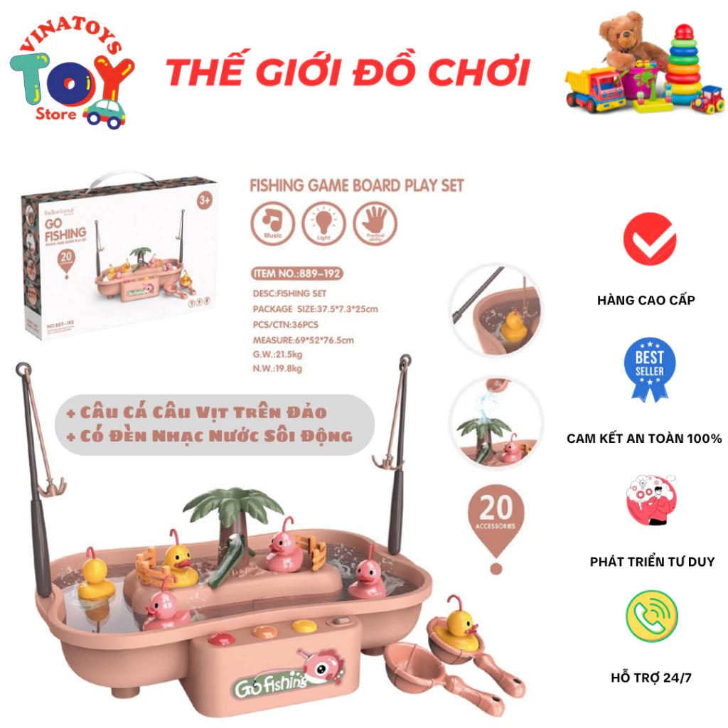Đồ Chơi Câu Cá Câu Vịt Trên Đảo VINATOYS, Có Đèn Nhạc Nước Sôi Động, Vui Nhộn Tư Duy Cho Bé