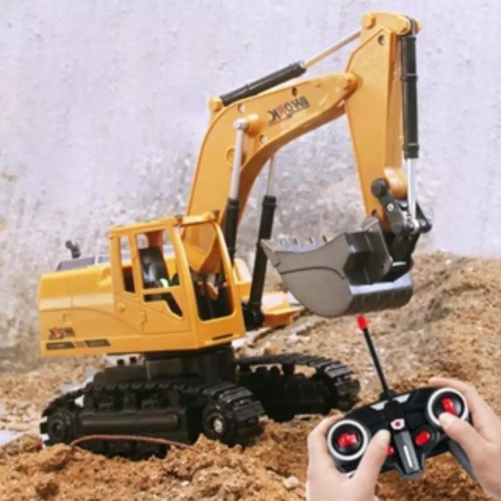 Đồ Chơi Máy Xúc Gầu Sắt, Gầu Nhựa Điều Khiển Từ Xa Cao Cấp Cho Bé VINATOYS, Sử Dụng Pin Sạc Usb, có đèn