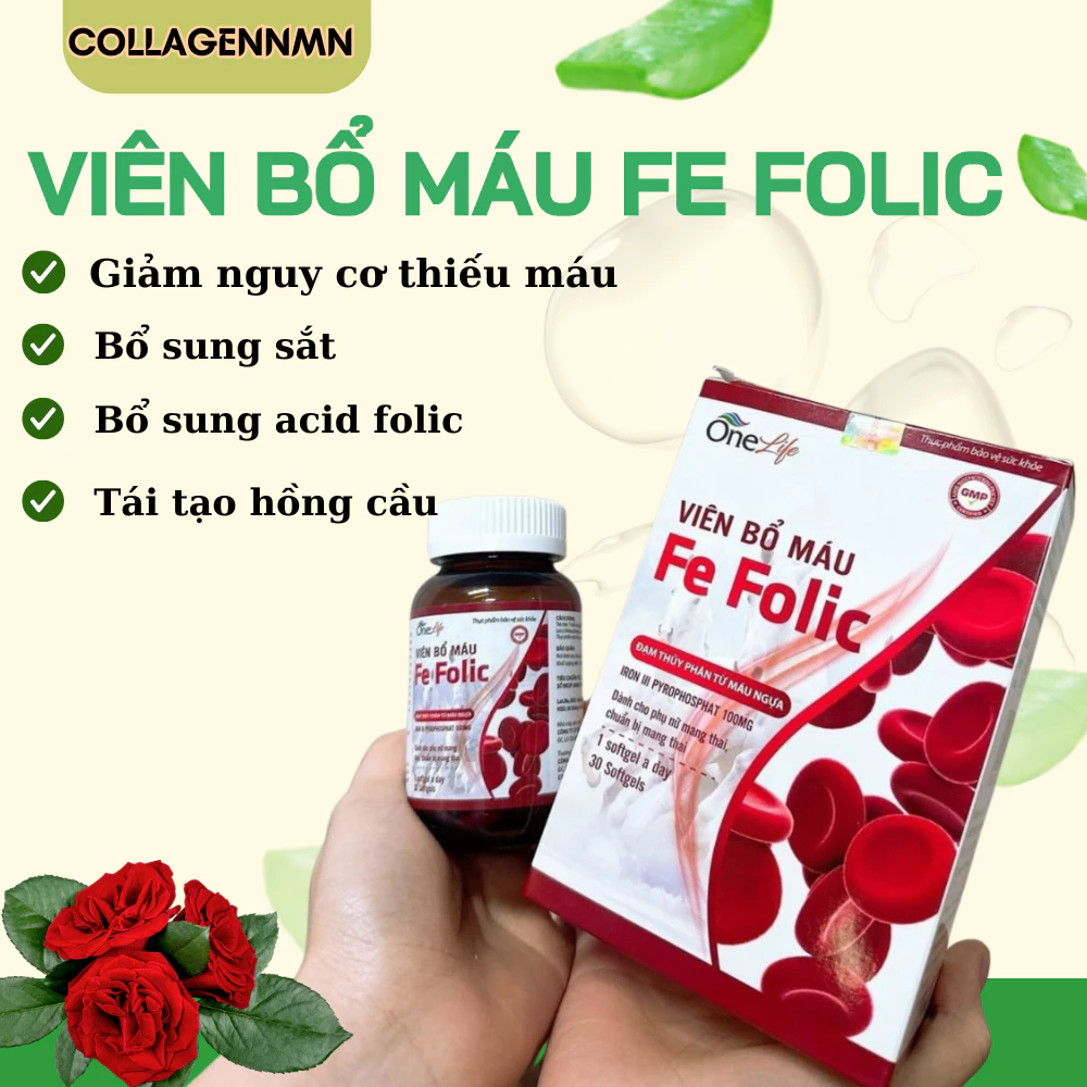 Viên Bổ Máu Fe Folic - Giúp Bổ Sung Sắt III, Acid Folic Cho Cơ Thể ,Hỗ trợ tạo hồng cầu