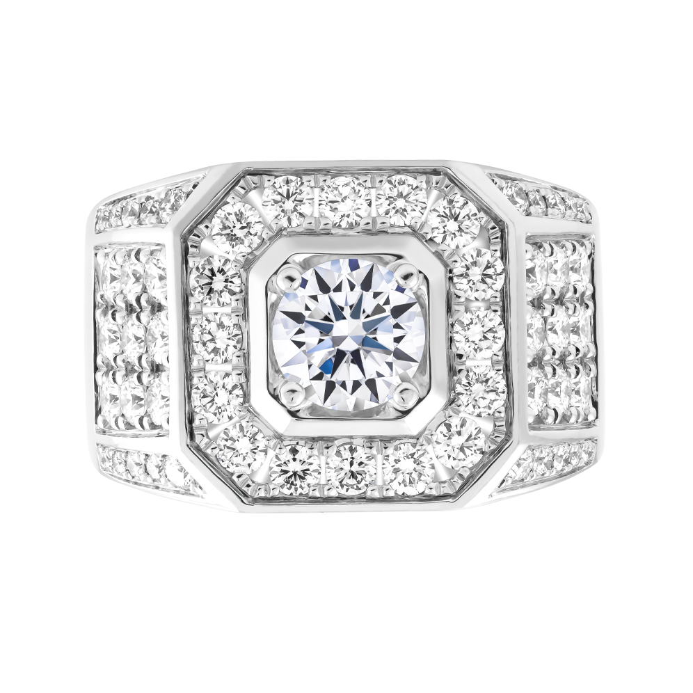 Nhẫn nam kim cương tấm vàng 14K Caddie 1.5CT W