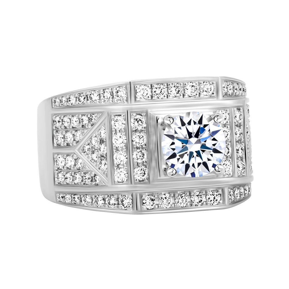 Nhẫn nam kim cương tấm vàng 14K Bugetta 2CT W