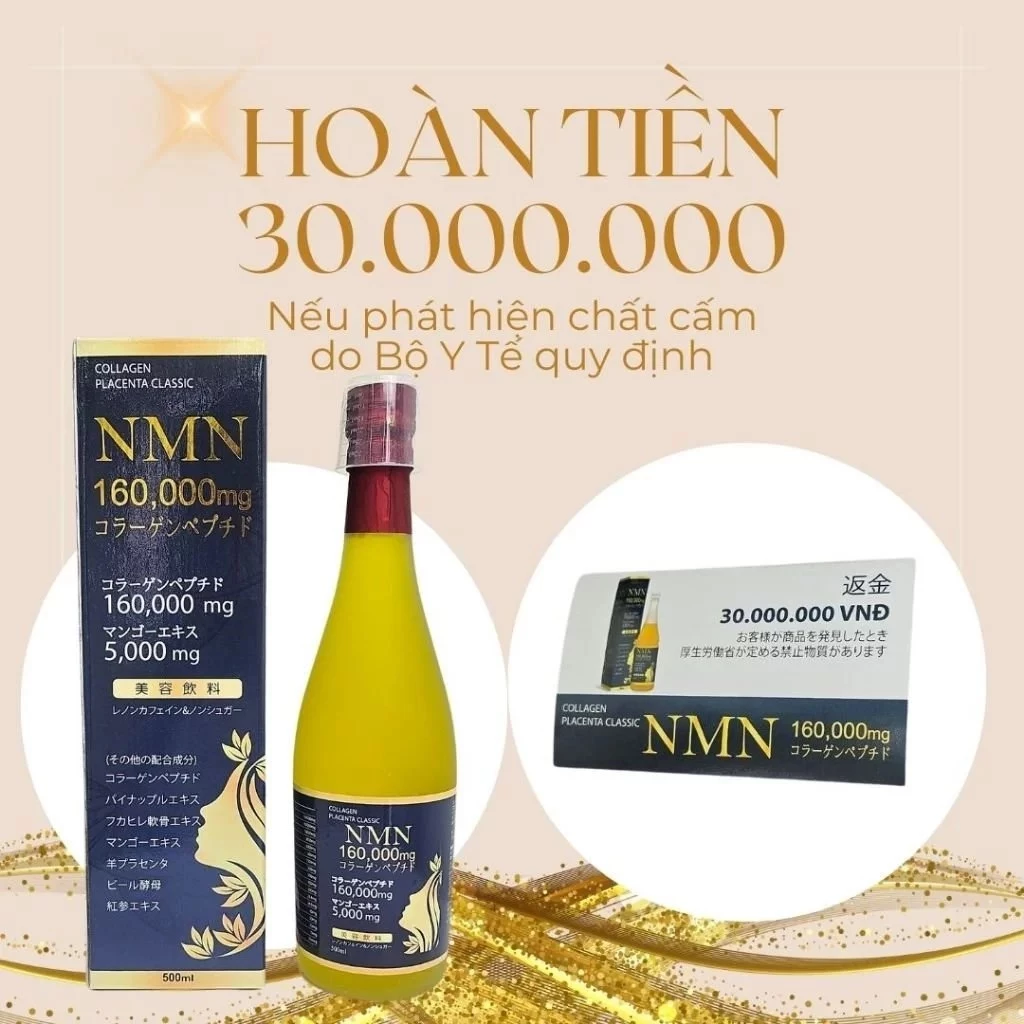 Nước Uống Collagen NMN 160000mg Trắng Da,Chống Lão Hóa,Xóa Tàn Nhang,Mờ Nám,Giảm Nếp Nhăn chai 500ML