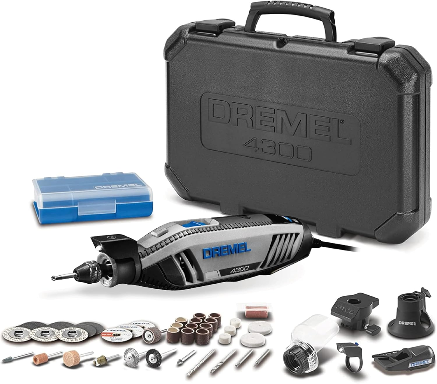 Dremel 4300-5/40 High Performance Rotary Tool Kit with LED Light- 5 Attachments & 40 Accessories - Ideal for Grinding, Cutting, Wood Carving, Sanding, and Engraving