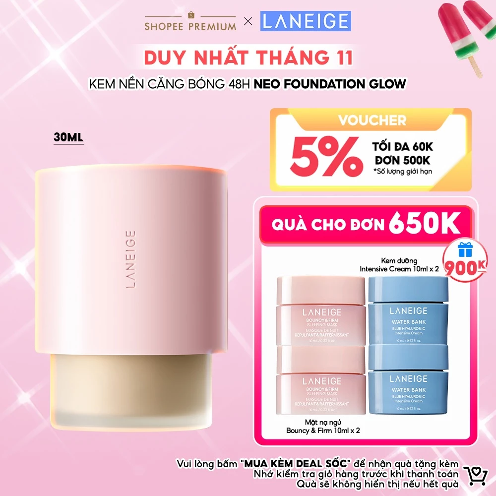 Kem Nền Căng Bóng Tự Nhiên 48H Laneige Neo Foundation Glow 30ml