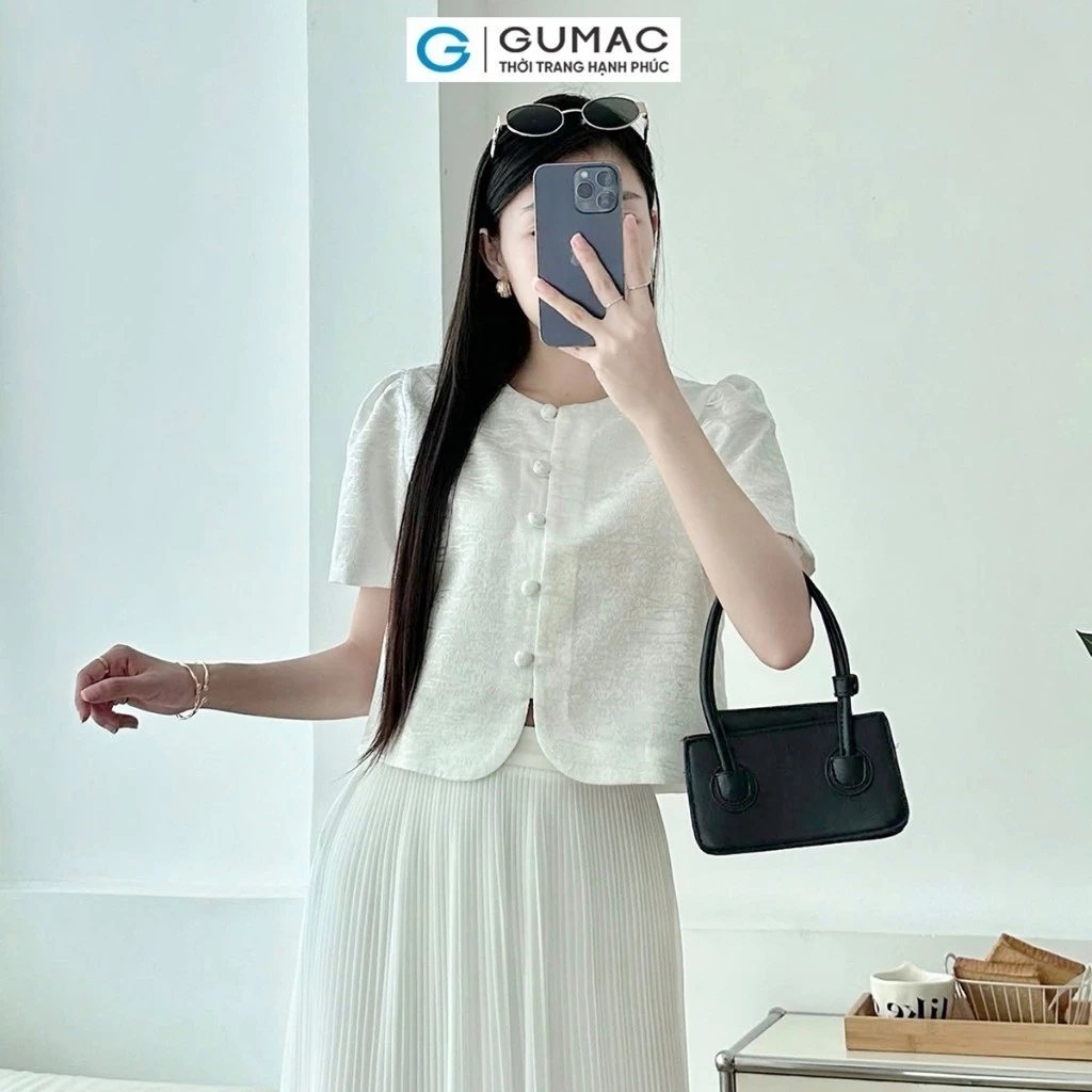 Set lẻ Áo lửng tay phồng thời trang GUMAC AE08039 - Quần Short phối bản lưng GUMAC SHE08040