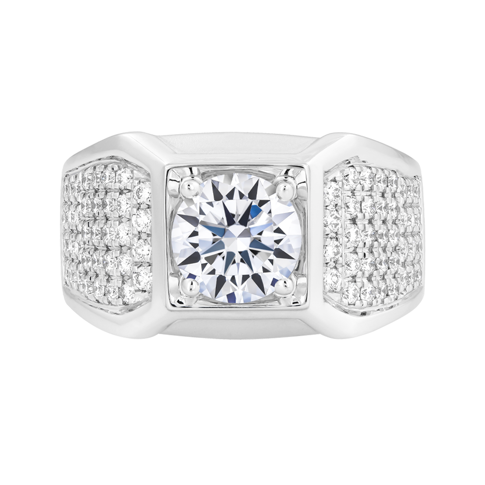 Nhẫn nam kim cương tấm vàng 14K A8 1.5CT W